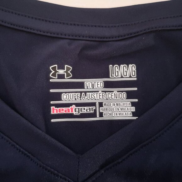 2 / $30.00 - Under Armour Heat Gear Ladies Size Large Navy & White T-shirt - Picture 3 of 10